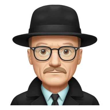 Walter white in coat and black glasses  sticker