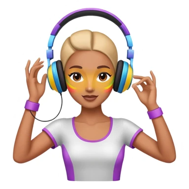 Colorful dancing figure with headphones for 'Beauty and a Beat' sticker