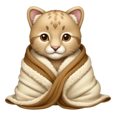 Cozy puma cougar cub in blanket sticker