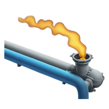 Gas pipeline with blue fire sticker