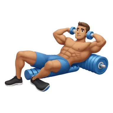 buff guy lying lats down on foam-roller sticker