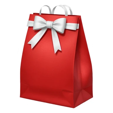 red christmas bag with white bow sticker