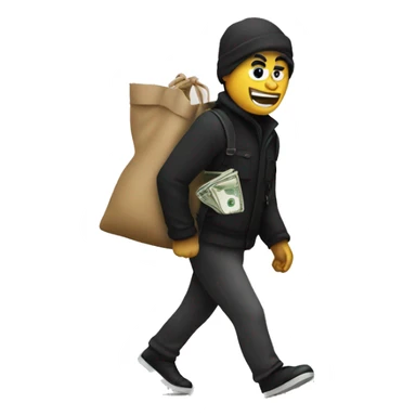 a thief with a bag of money on his back sticker