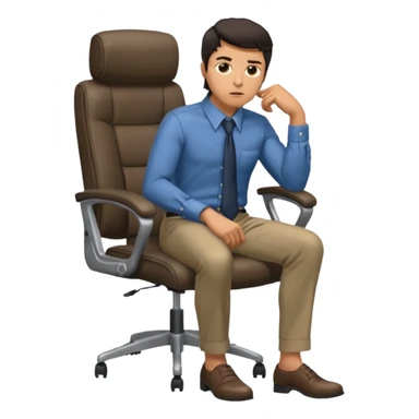 guy imitating thinker statue pose but with clothes and sitting in a office chair sticker