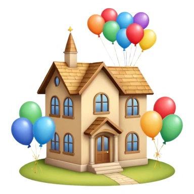 beije house with balloons on top sticker