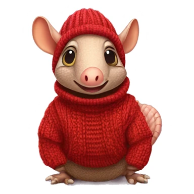 red armadillo wearing leg warmers and a knit jumper sticker