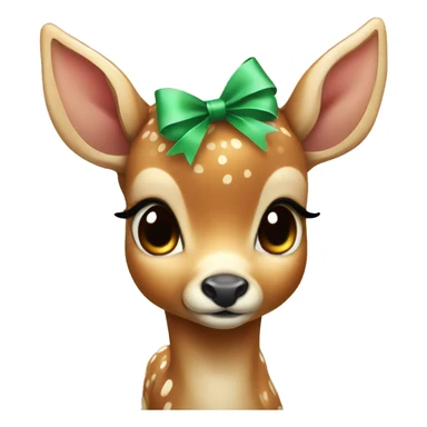 cute baby deer with a bow  sticker