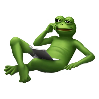 Pepe frog is relaxing on bed and thinking, there’s the think who writes seekers alliance in the cloud sticker