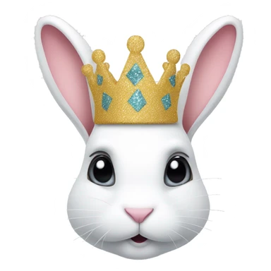 White rabbit with a glitter crown  sticker