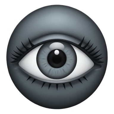 Minimal emoji, gothic futuristic eye, cold grey sclera, pupil replaced by a solid black number 8, occult cyber aesthetic, sharp clean lines, flat emoji design, centered, transparent background sticker