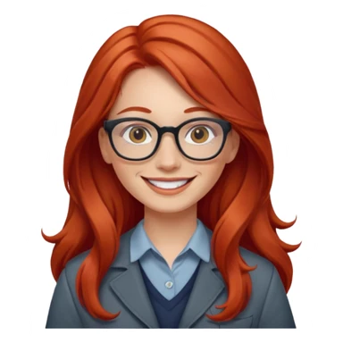 Profesora joven de fotografía, sonrriente cabello rojizo y de pelo largo  sticker