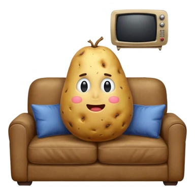 A potato on a couch watching tv sticker
