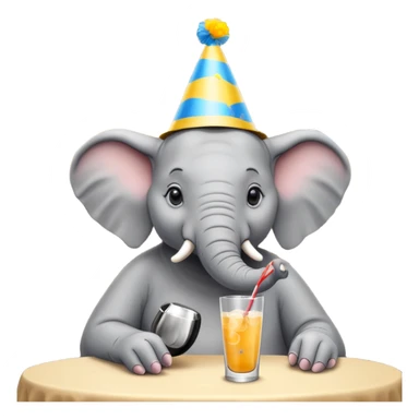 elephant at a restaurant table sticker