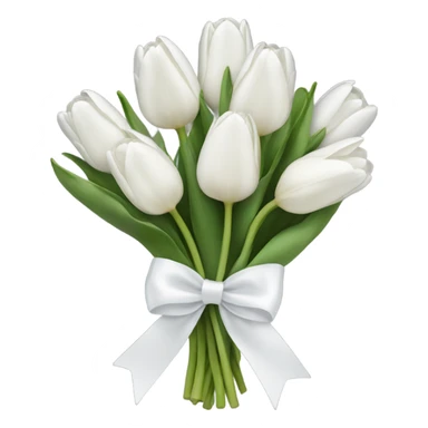 white tulip bouquet  with a white bow sticker