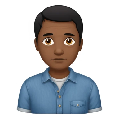 great job, now i would like a middle aged dark brown person with black hair on head in casual shirt ( make him darker in complexion and add some age sticker