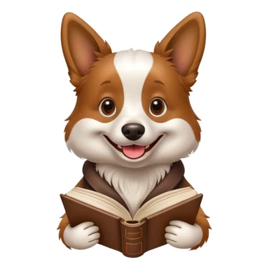weird dog smiling holding a dictionary sticker