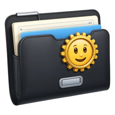 gear and address book with digital touch, CRM software theme, emoji style sticker