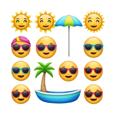 I want a summer themed emoji set sticker