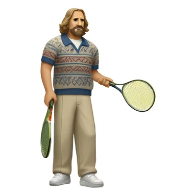 Big Lebowski playing tennis in Pendleton sweater from the movie sticker