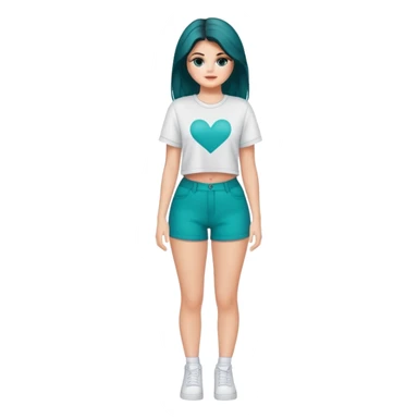 Selena Gomez with teal eyes, full body, thick thighs sticker