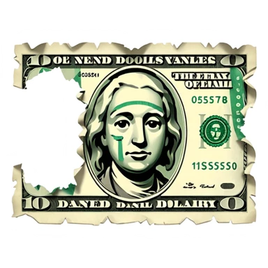 Ripped dollar bill sticker