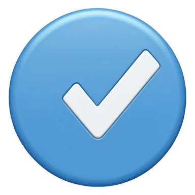 a small blue circle with a white checkmark (✔️) inside it. sticker