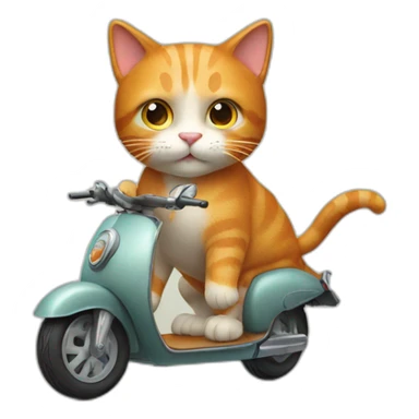 ginger cat riding scooter sticker