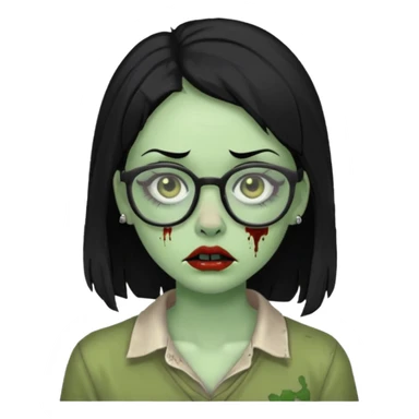 girl zombie with black hair nose piercing with glasses sticker