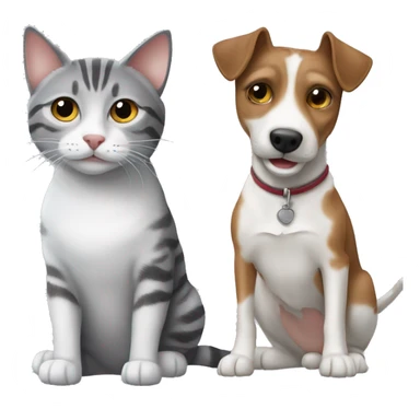 gray tabby cat and jack russell dog sticker