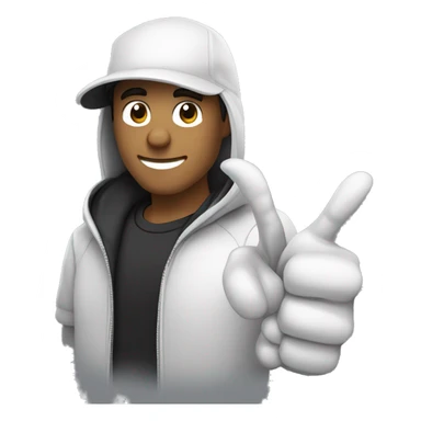 eduardo the developer inviting to a meet to know about or services of development at koudrs add a black hoodie, with a letter K and a thumbs up hand white skin  sticker