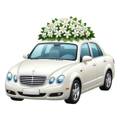 Luxury car with wedding decorations, on the side sticker