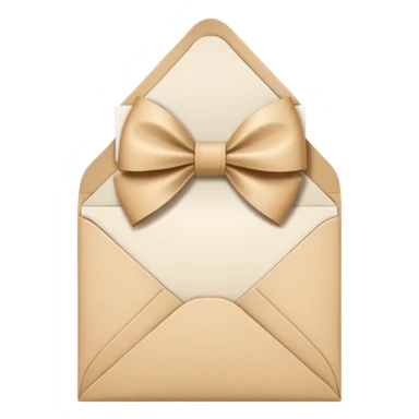 an open beige envelope with a bow with a letter sticking out of it sticker
