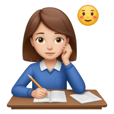 determined shy girl who is dreaming of 100% on her exam  brown hair sticker