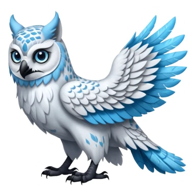 Long-big-beaked scaly beautiful pretty realistic Gryphon-Griffin-Snow-Leopard-Arctic-Fox-Arctic-Wolf-Snowy-Owl-fusion-hybrid-animal-creature, full body sticker