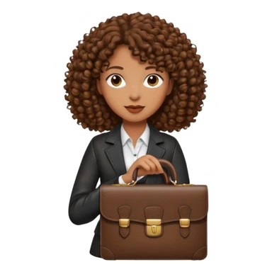 brown curly haired woman holding a briefcase sticker
