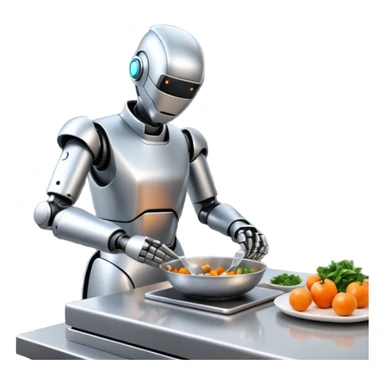 obot chef preparing a gourmet meal in a futuristic kitchen sticker