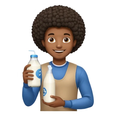 Make a black guy with Afro getting milk from store sticker