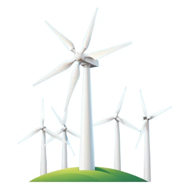A simple emoji icon of a modern wind turbine, tall white tower with three long blades, minimalistic flat design, clean vector style, centered, white background, smartphone emoji style. sticker
