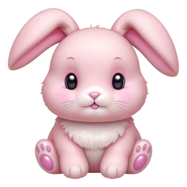 Cinematic adorable pastel pink bunny, chubby cheeks, tiny paws, sparkling round eyes, soft fur with a gentle glow, slightly tilted head, wearing a tiny bow, irresistibly cute and heartwarming. sticker