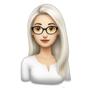 Femme vielle cheveux lisse long blanc lunette sticker