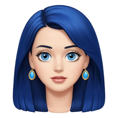 Katy Perry with blue eyes, black long hair sticker