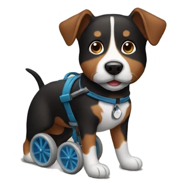 Black and brown Dog with a wheelchair sticker