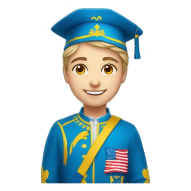happy Ukrainian student in patriotic clothes sticker