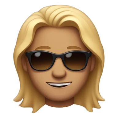 Blushing man with long hair and sunglasses sticker