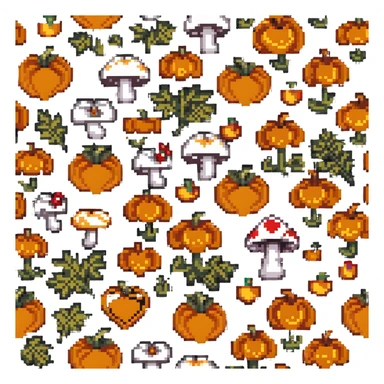 heart with mushroom and pumpkin patterns sticker