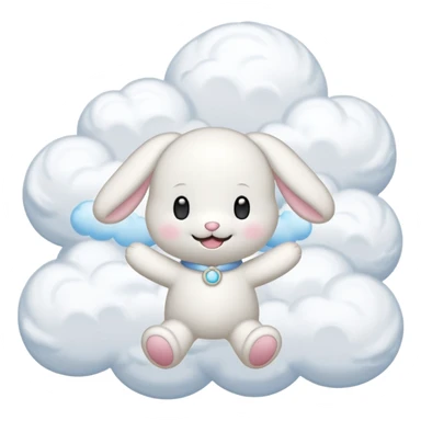 Cinnamon roll from sanrio dancing in the clouds that looks just like him from the cartoon sticker