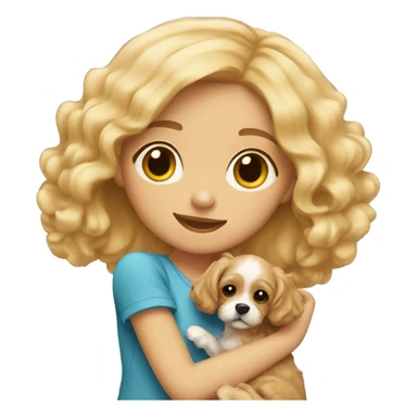 Blonde girl with cavapoo puppy sticker