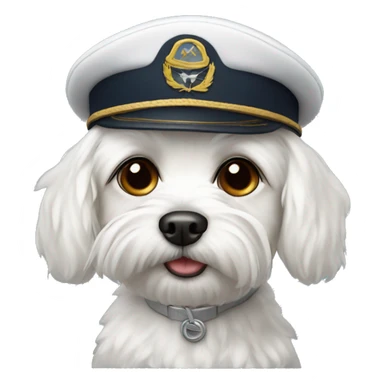 Maltese dog in a pilot cap sticker