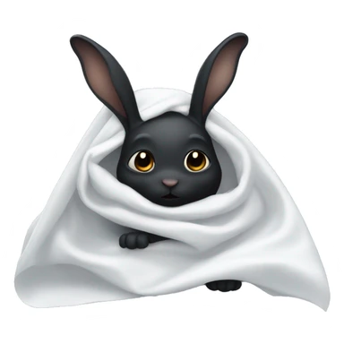 black rabbit under a white sheet like a ghost with ears sticking out sticker