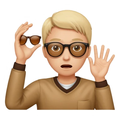 shocked face but using one hand to pull sunglasses off. only half of their eyes will be visible
 shocked face but using one hand to pull sunglasses off. only half of their eyes will be visible sticker